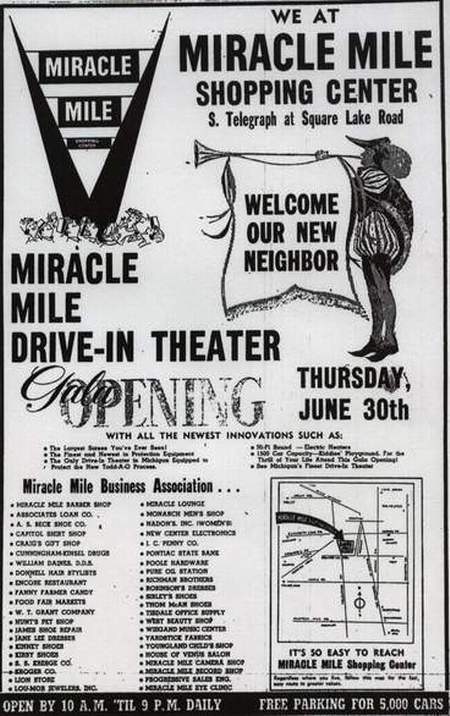 Miracle Mile Shopping Center - Grand Opening Ad June 30 1960 (newer photo)